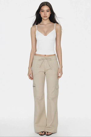 Khaki Flared Workwear Pants