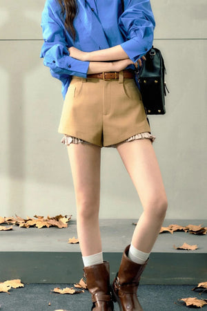 Khaki High-Waist Shorts