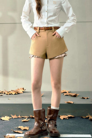 Khaki High-Waist Shorts