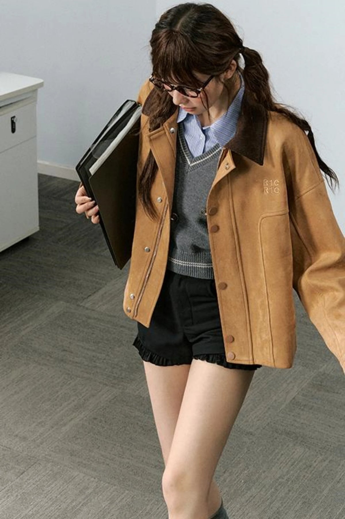 Khaki High-Waist Shorts