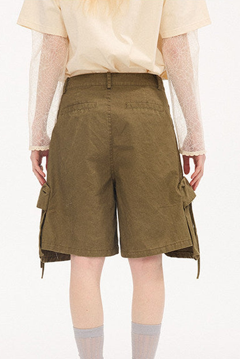 Khaki Washed Pocket Shorts