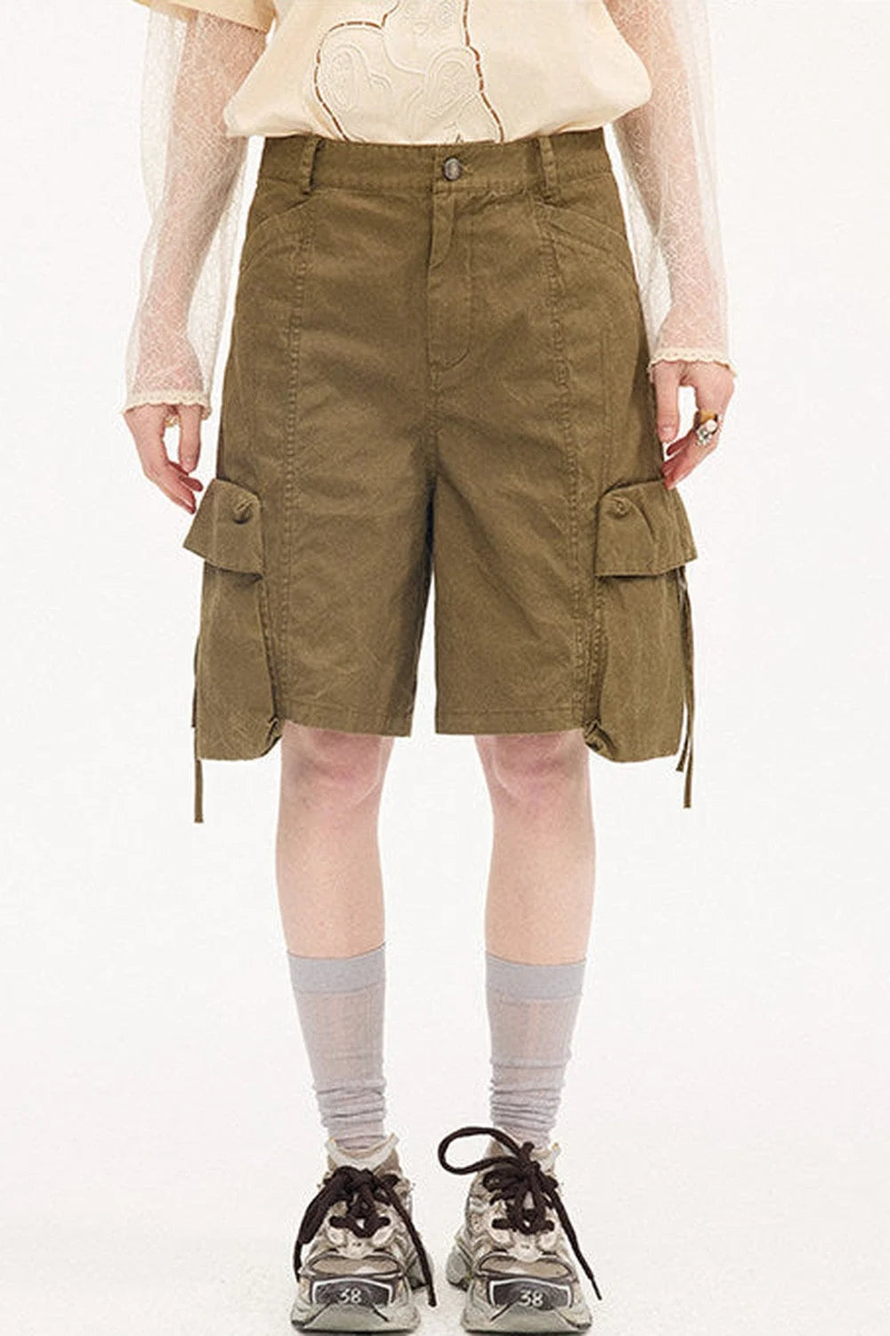 Khaki Washed Pocket Shorts
