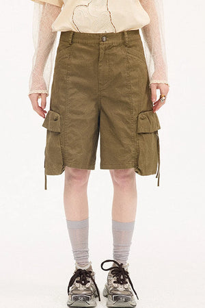 Khaki Washed Pocket Shorts
