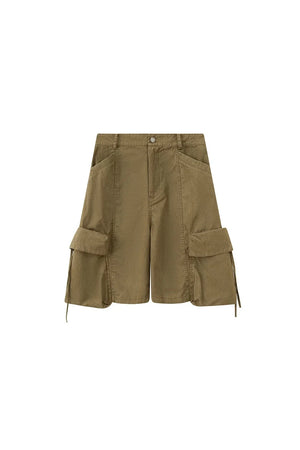 Khaki Washed Pocket Shorts