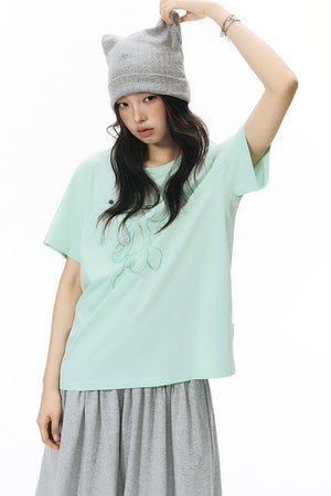 Kiss Print Short Sleeve Blouse