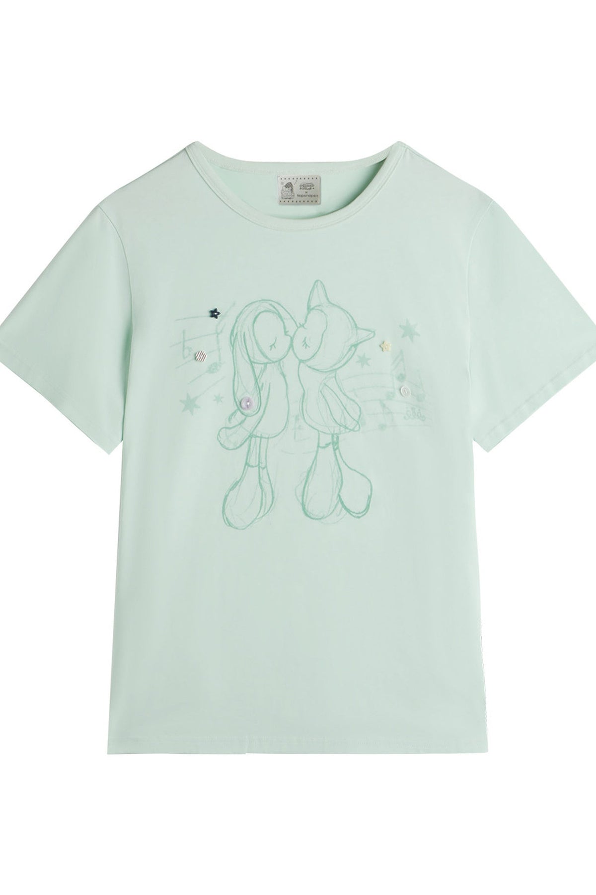 Kiss Print Short Sleeve Blouse