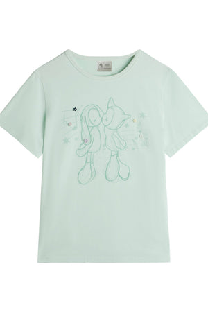 Kiss Print Short Sleeve Blouse