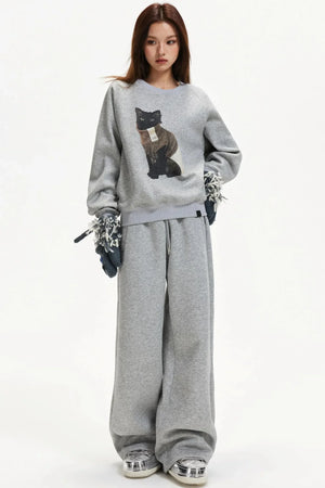 Kitten Print Raglan Sweater