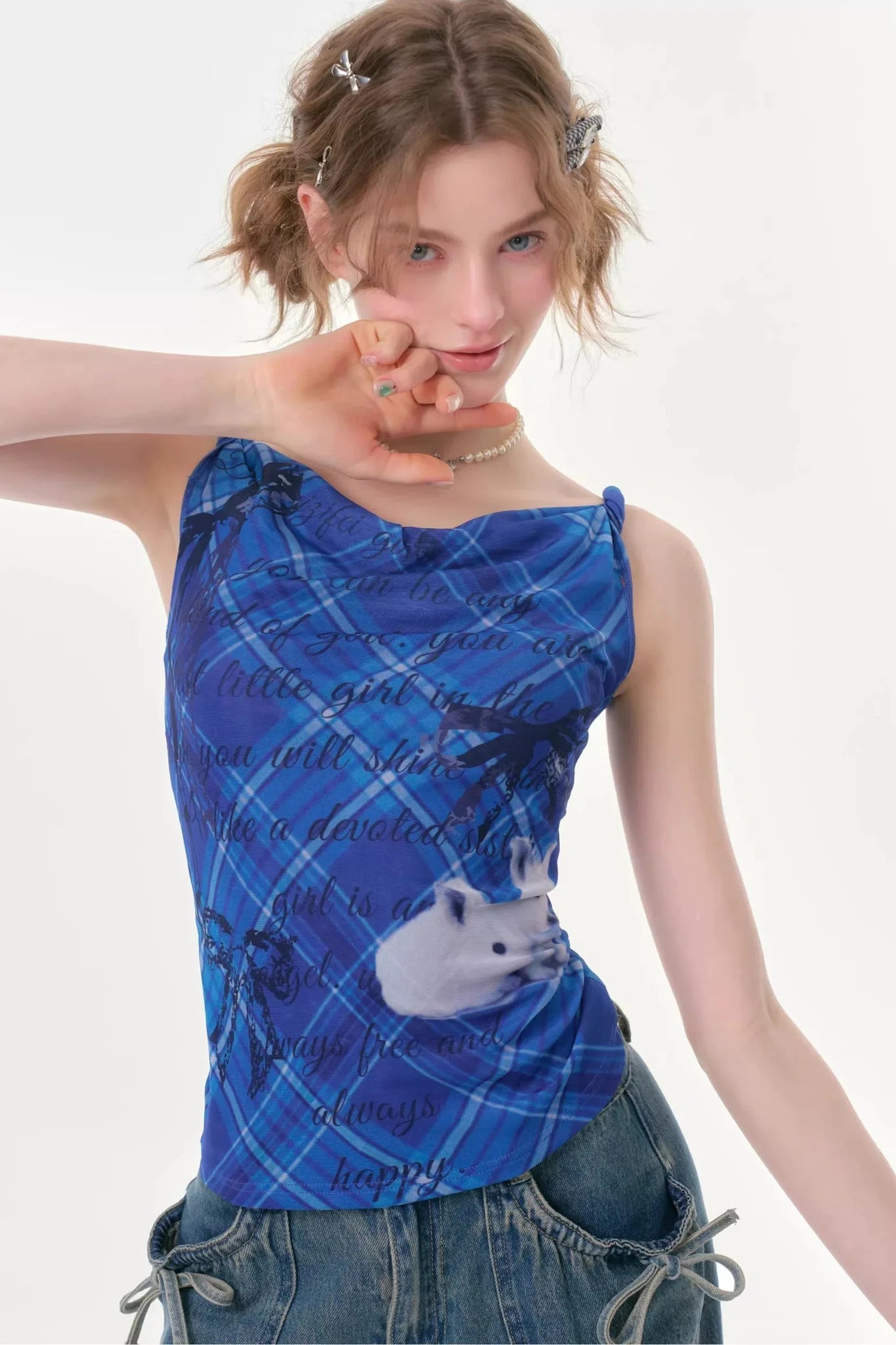 Klein Blue Plaid Swing Top