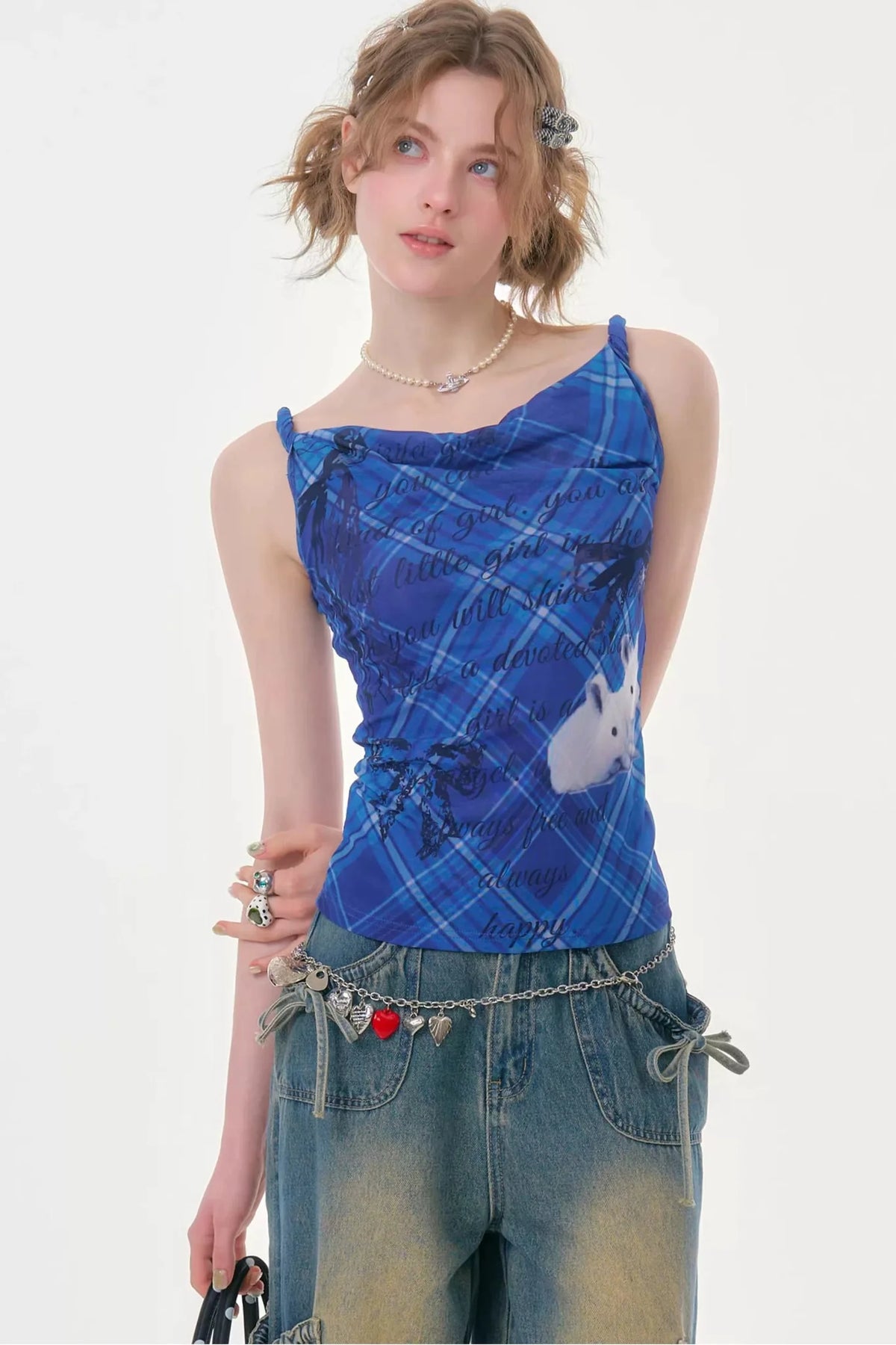 Klein Blue Plaid Swing Top