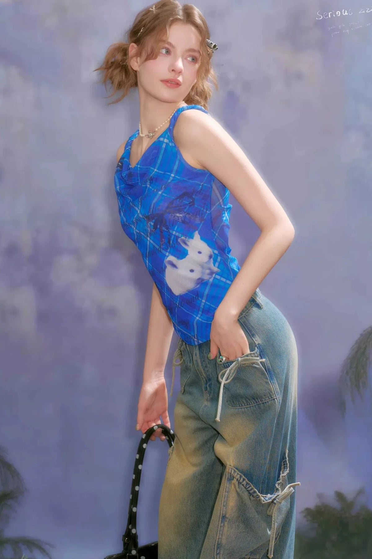 Klein Blue Plaid Swing Top