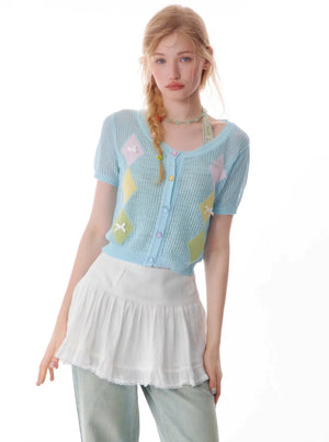 Knit Bow Trim T-Shirt