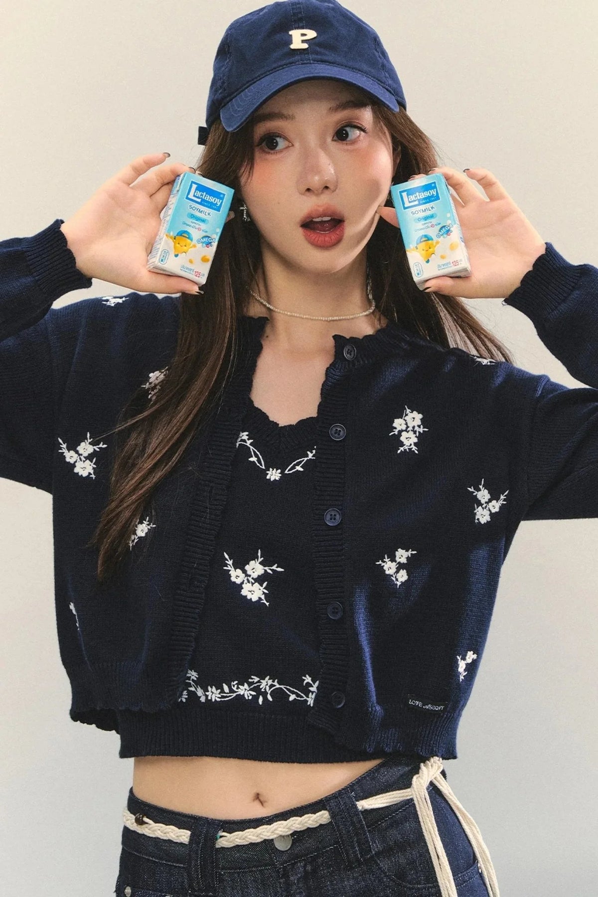 Knit Floral Cardigan Set-Up