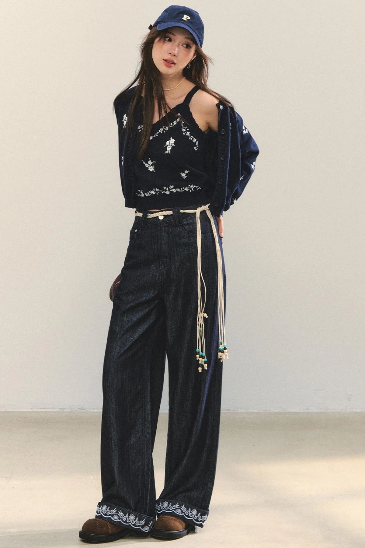 Knit Floral Cardigan Set-Up