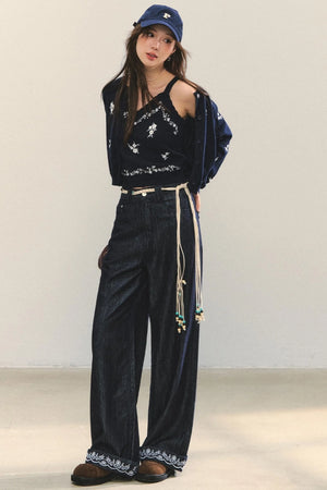 Knit Floral Cardigan Set-Up