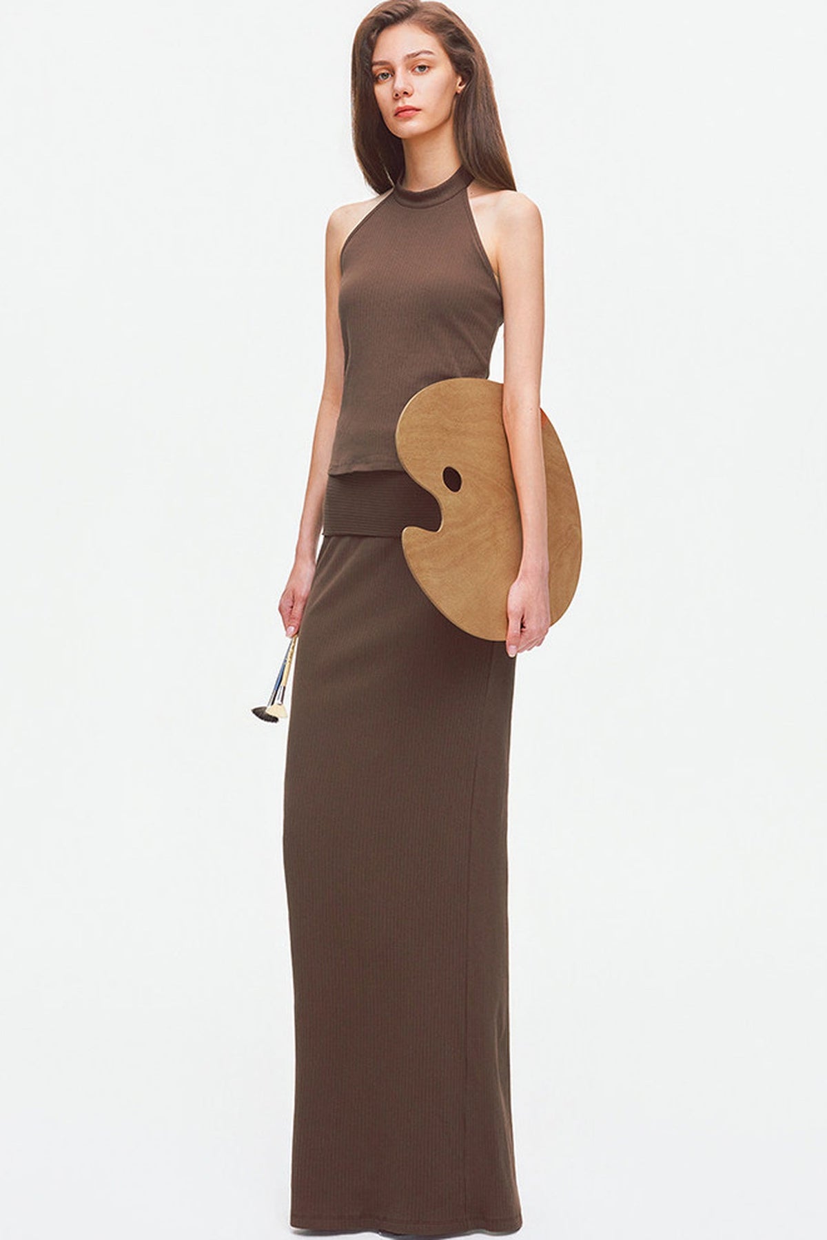 Knit Halter Top and Long Skirt Set-Up