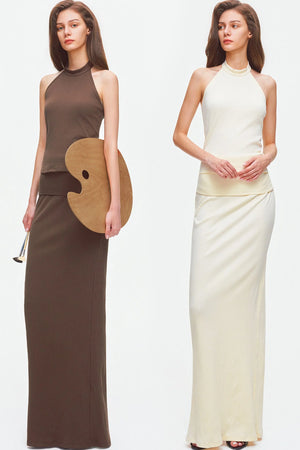 Knit Halter Top and Long Skirt Set-Up