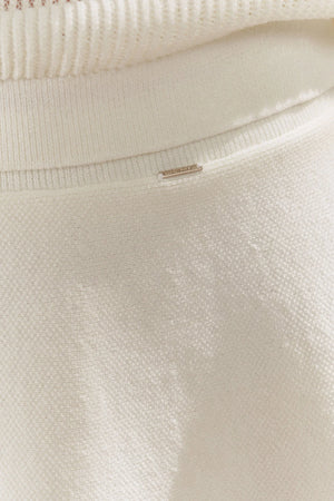 Knit Polo Top With Bow and A-Line Skirt Set