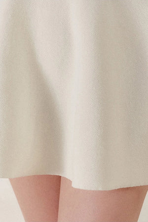Knit Polo Top With Bow and A-Line Skirt Set