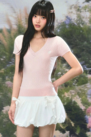 Knit V Neck Summer Top Set-Up