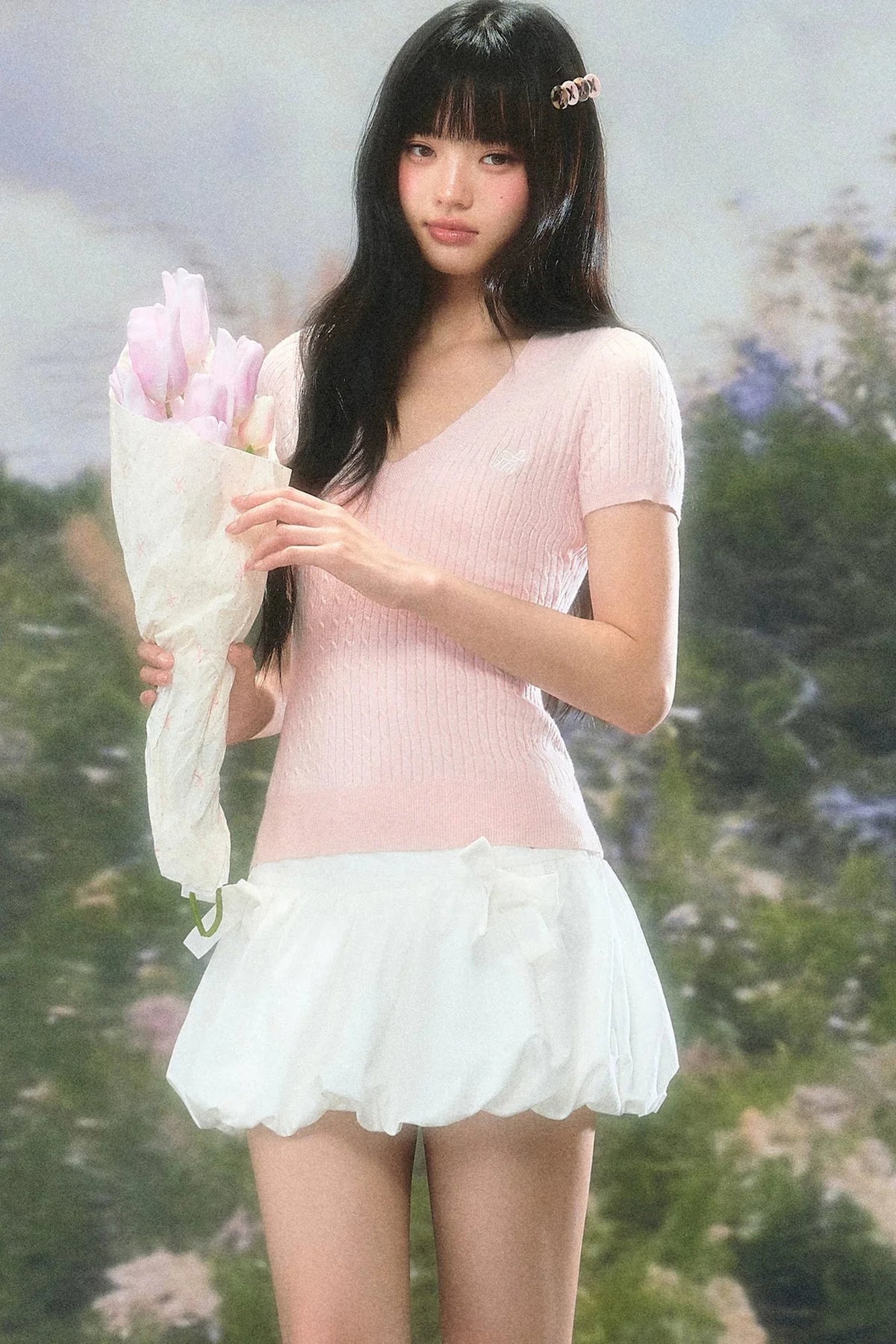 Knit V Neck Summer Top Set-Up