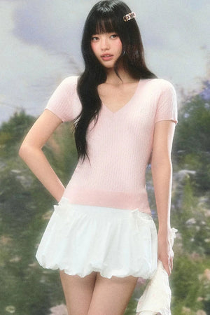 Knit V Neck Summer Top Set-Up