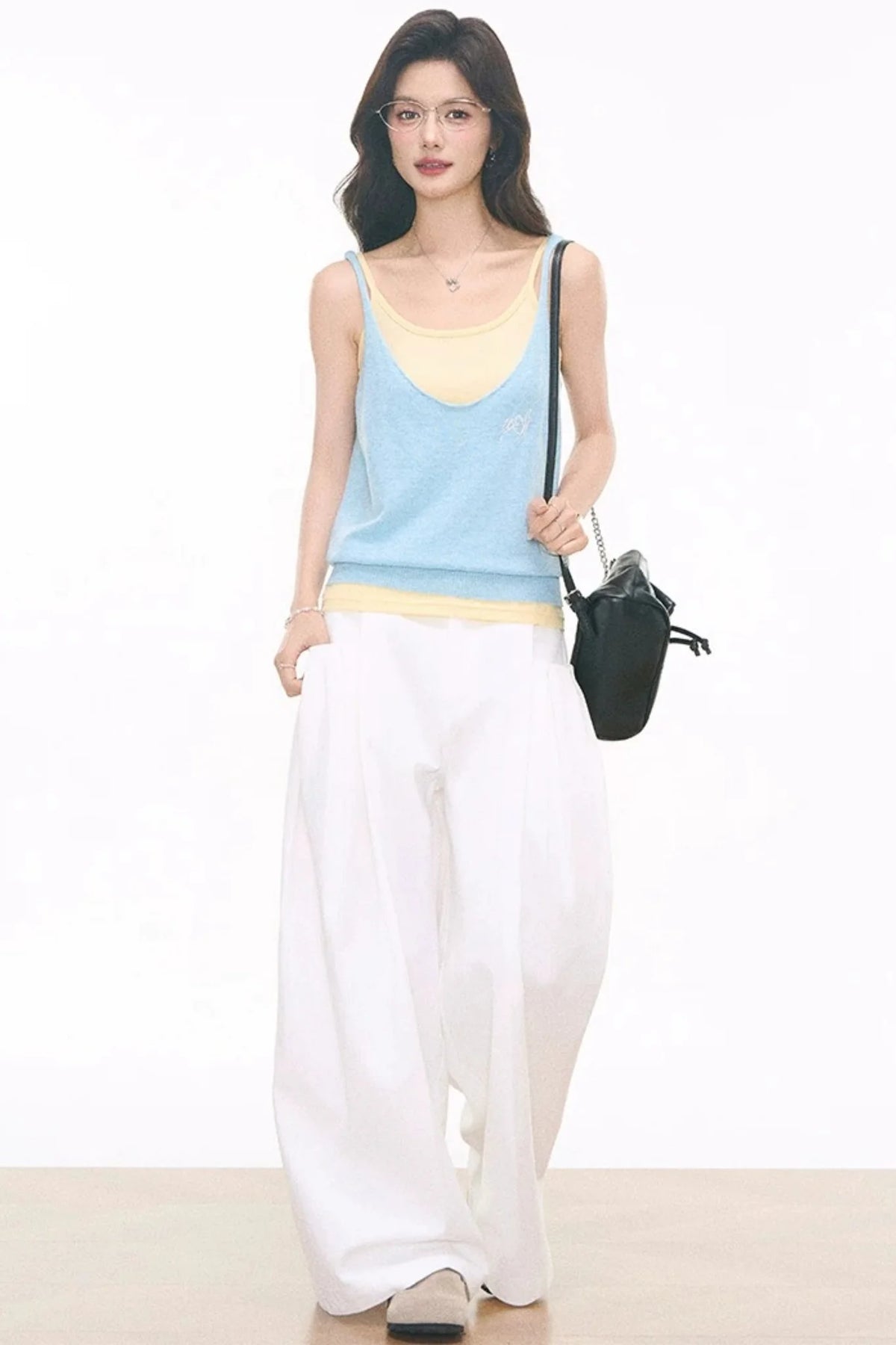 Knitted Cami Vest Pants Set-Up