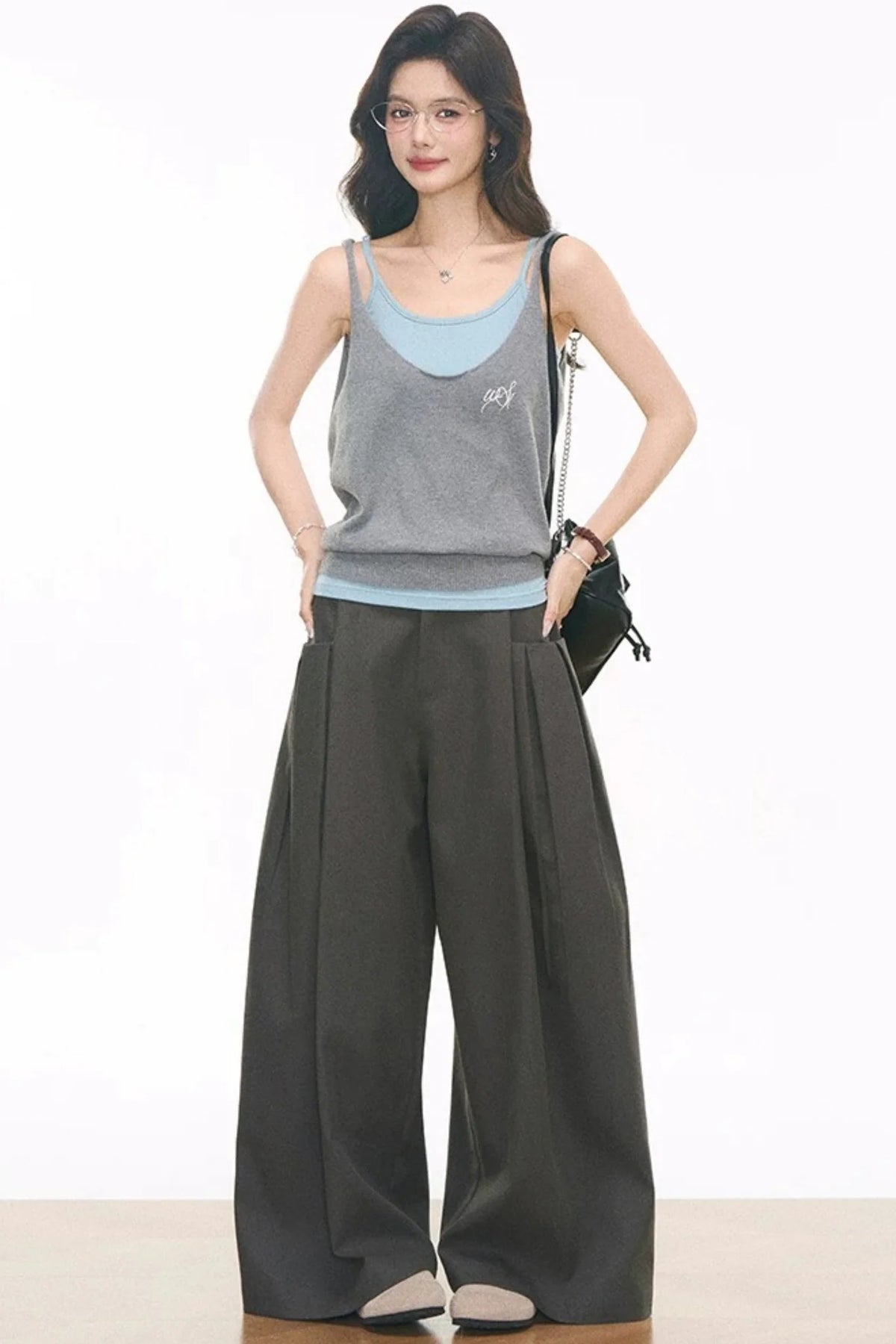 Knitted Cami Vest Pants Set-Up