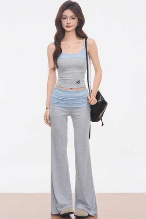 Knitted Camisole and Flared Pants Set-Up
