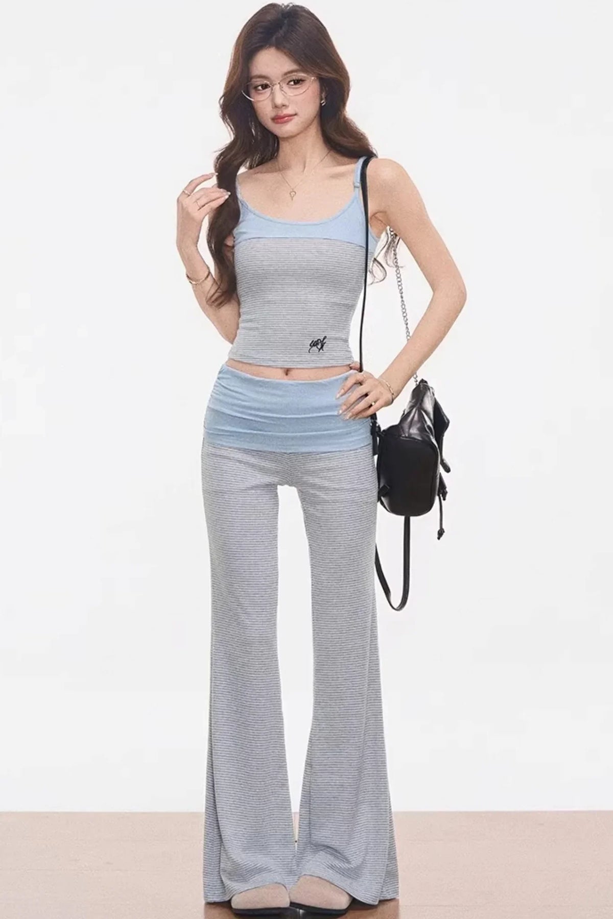 Knitted Camisole and Flared Pants Set-Up