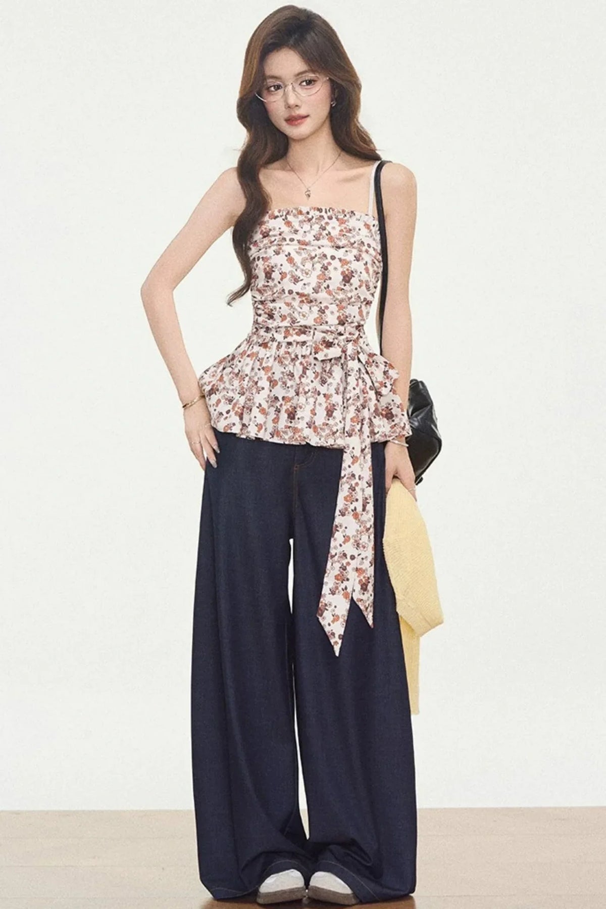 Knitted Cardigan Floral Dress Set-Up