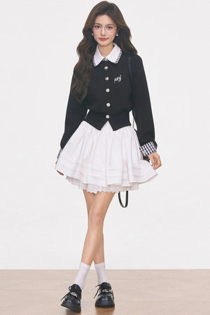 Knitted Cardigan Jacket and Skirt Set-Up