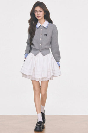 Knitted Cardigan Jacket and Skirt Set-Up