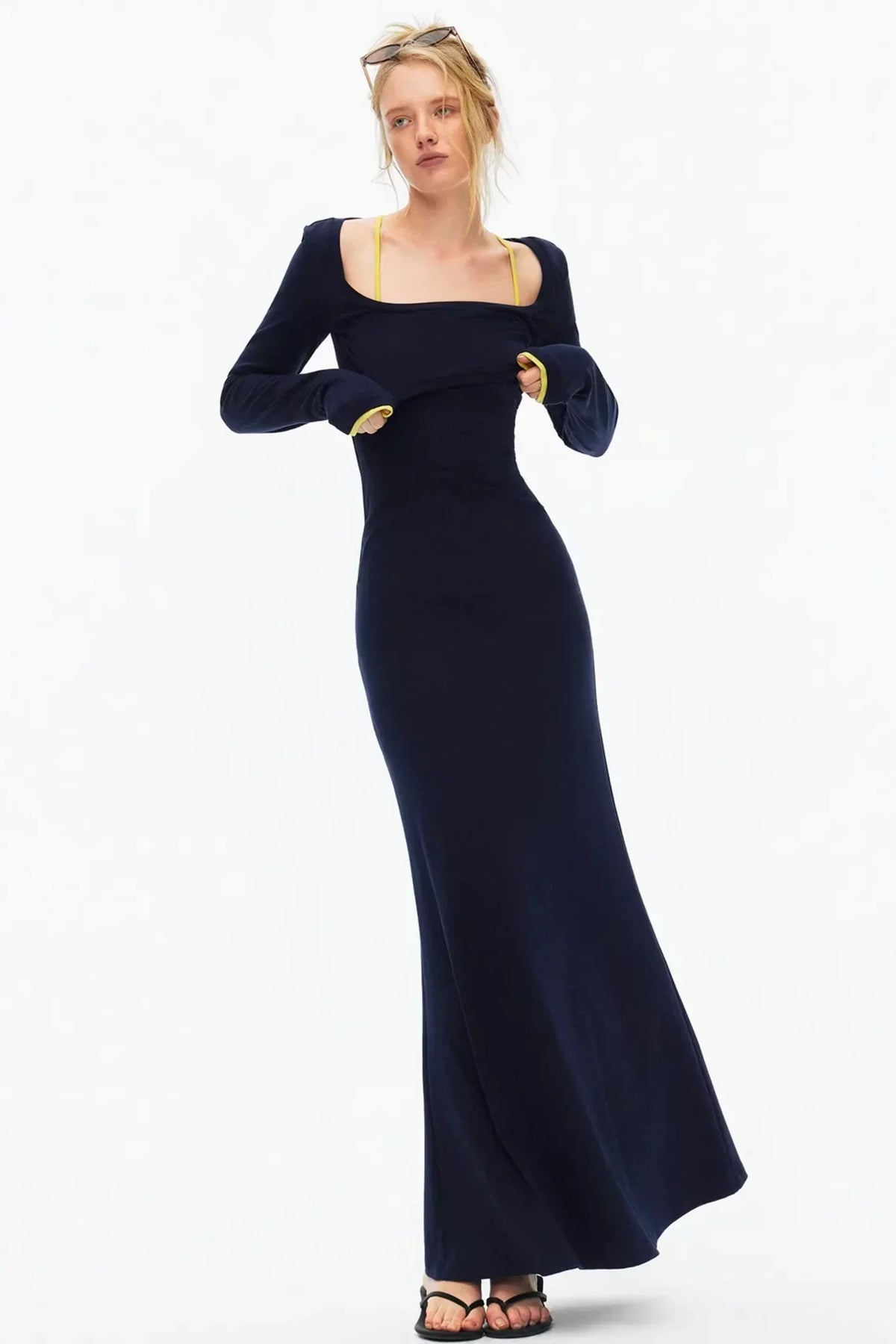 Knitted Color-Blocked Dress Set-Up