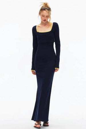Knitted Color-Blocked Dress Set-Up