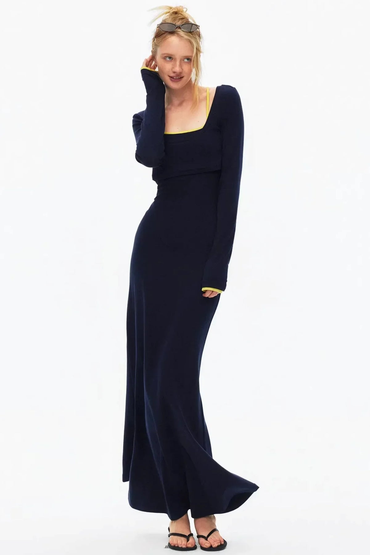 Knitted Color-Blocked Dress Set-Up