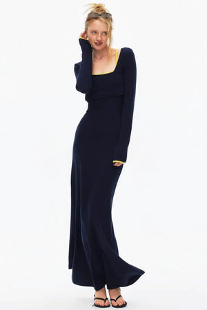 Knitted Color-Blocked Dress Set-Up