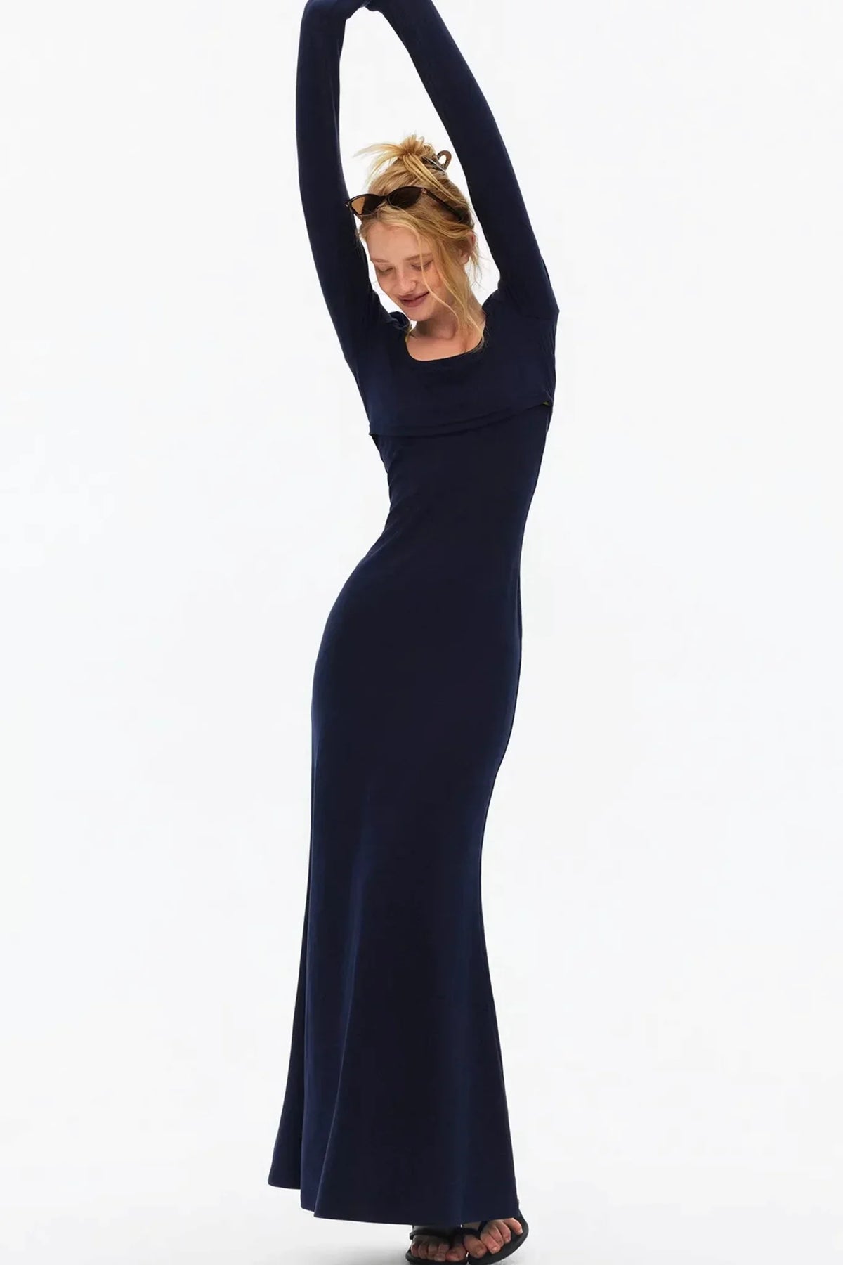 Knitted Color-Blocked Dress Set-Up
