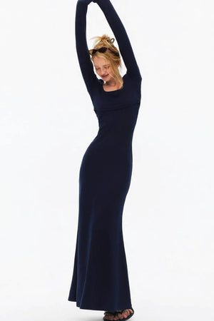 Knitted Color-Blocked Dress Set-Up