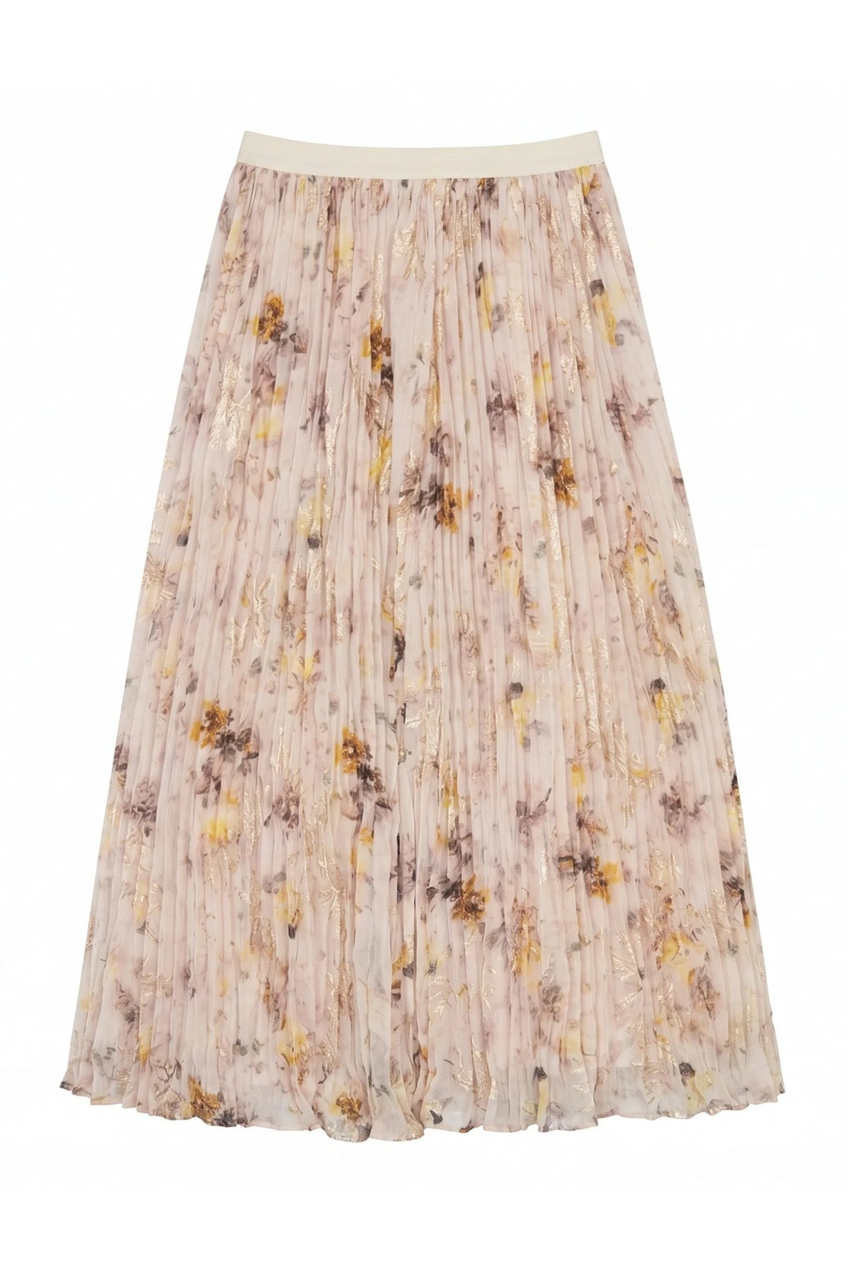 Knitted Flutter Sleeve Top and Pleated Skirt Set-Up