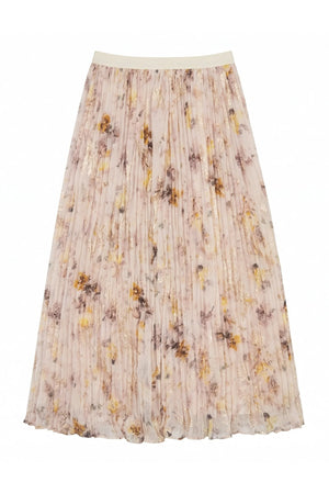 Knitted Flutter Sleeve Top and Pleated Skirt Set-Up