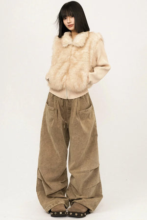 Knitted Fur Patchwork Coat