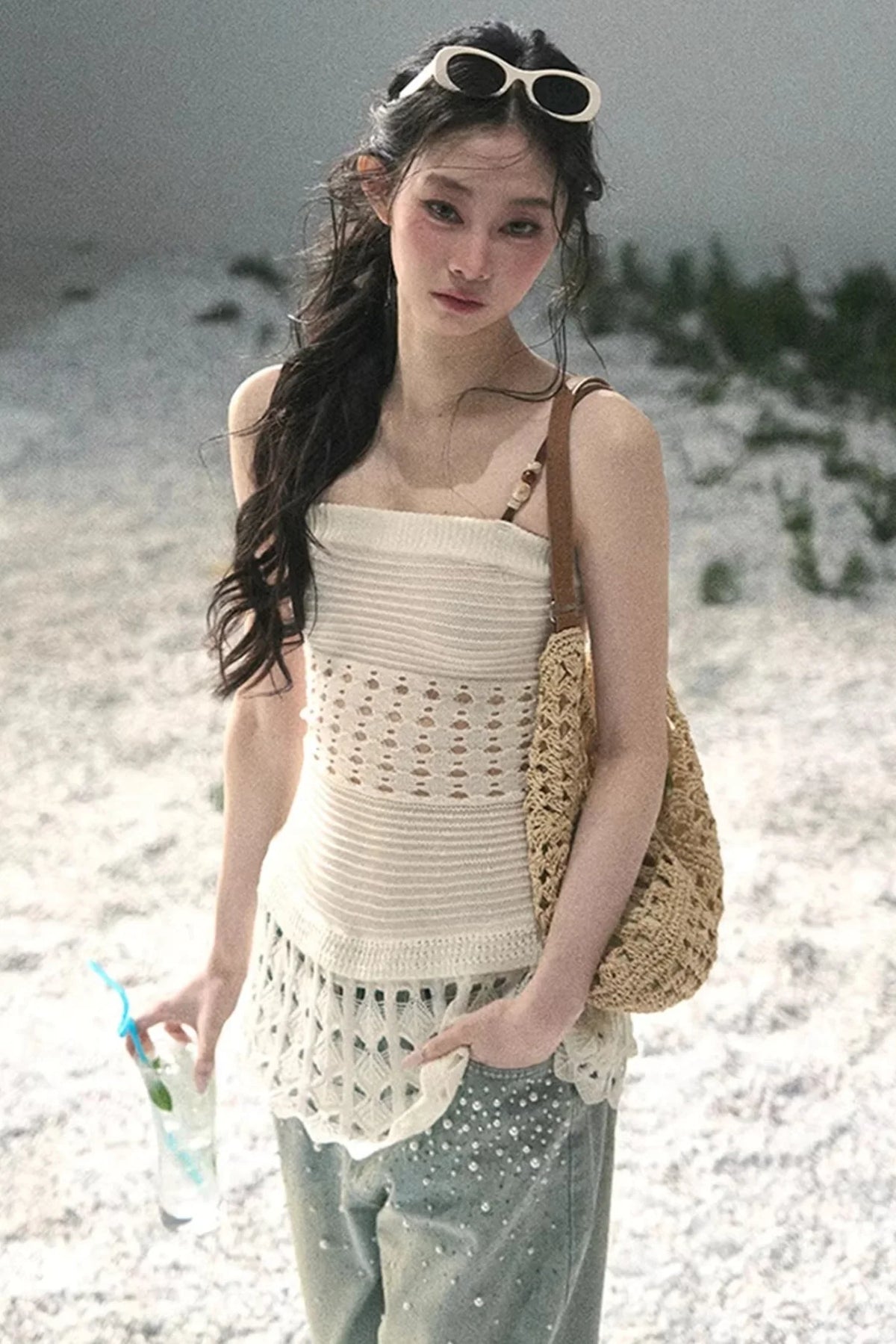 Knitted Hollow-Out Summer Top