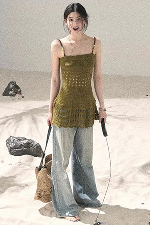 Knitted Hollow-Out Summer Top