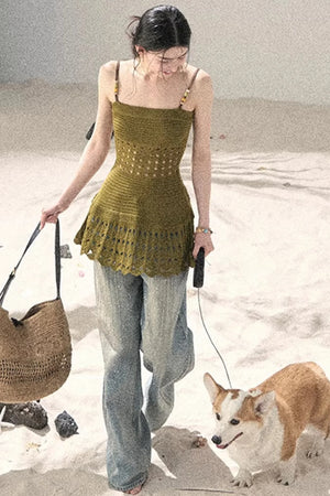 Knitted Hollow-Out Summer Top