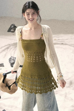 Knitted Hollow-Out Summer Top