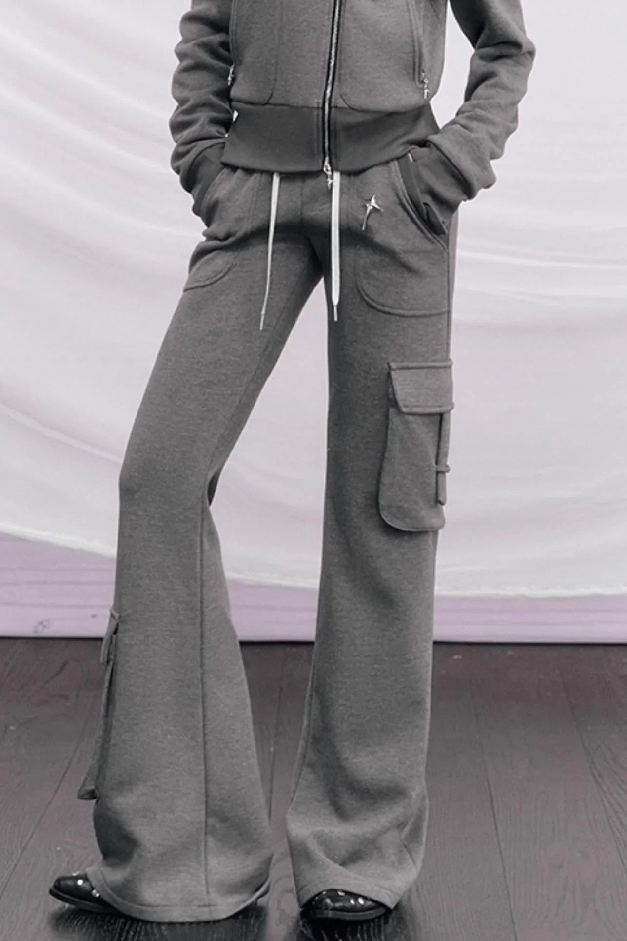 Knitted Hooded Diagonal Jacket Set-Up