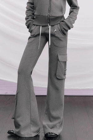 Knitted Hooded Diagonal Jacket Set-Up