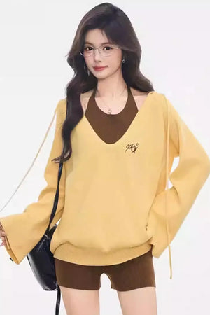 Knitted Hooded Jacket Set-Up