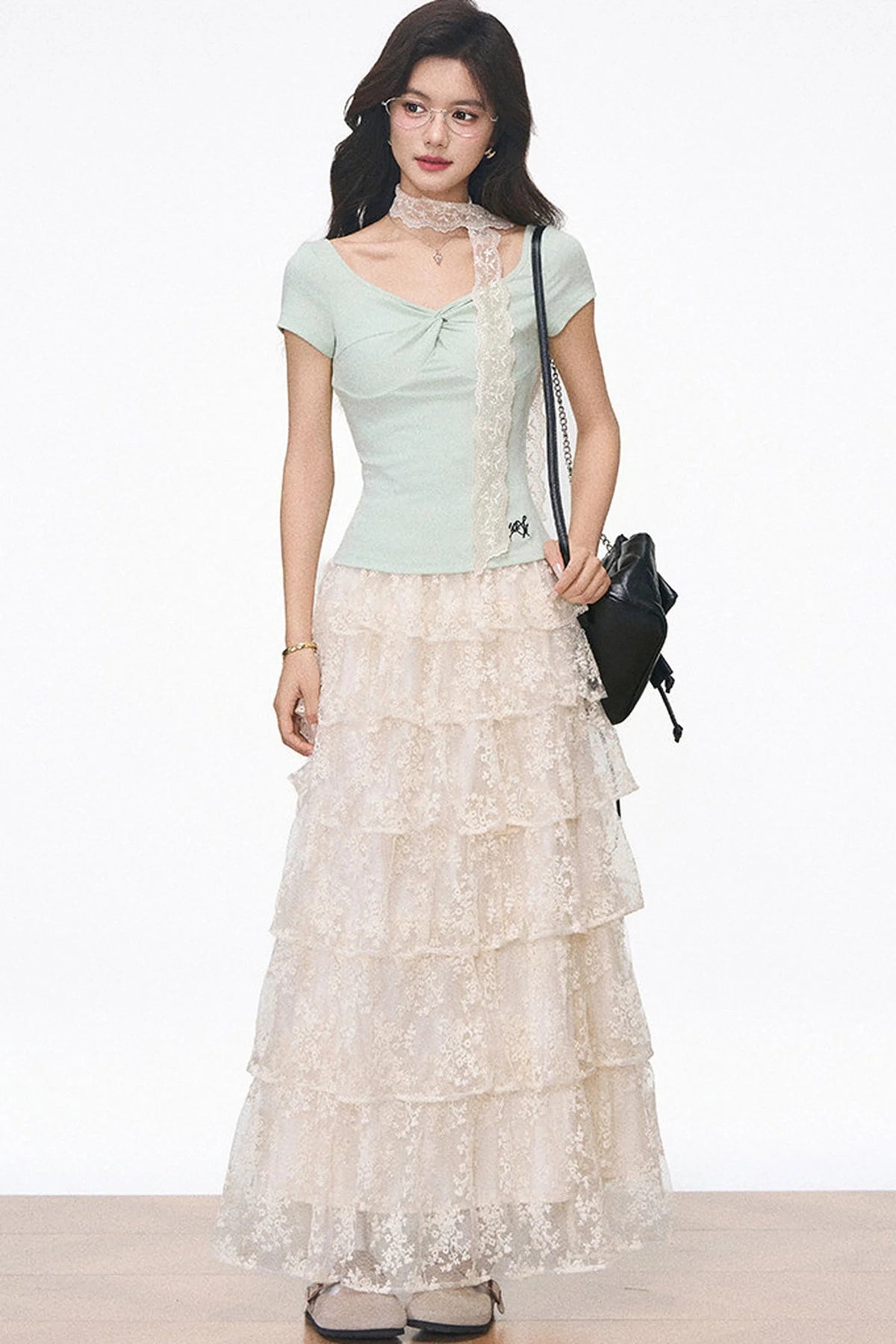 Knitted Lace Top and Skirt Set-Up
